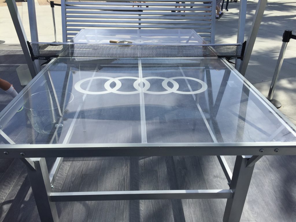 audi glass ping pong table